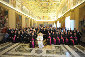 Pope Benedict XVI with group at the Vatican