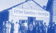 historic photo showing people in front of banner reading 'Fitter Families for Georgia'